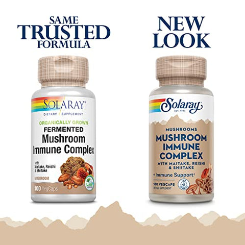 SOLARAY - Solaray Complexo Imune de Cogumelos Fermentados Cultivados Organicamente 600 mg | Suporte para uma Função Imune Saudável | 100 VegCaps
