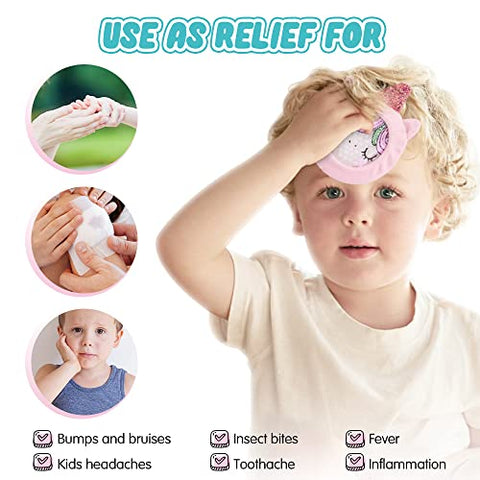 Kids Ice Packs para Machucados, Bolsas de Gelo Reutilizáveis com Capas para Lesões Infantis, Bolsas de Gelo de Animais para Terapia Quente e Fria em Crianças, Inchaço, Dentes do Siso (3 Pacotes) - Hilph