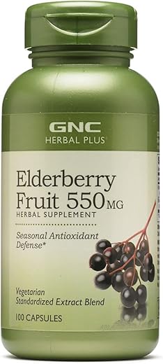 Herbal Plus Elderberry Fruit 550mg – Cápsulas, 100 un - GNC