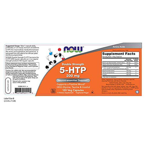 NOW Foods - Now Foods 5-HTP 200 mg – 120 VCaps | Aumente seu bem-estar com 5-HTP | Compre Agora!