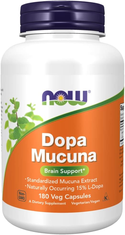 Supplements, DOPA Mucuna: Extrato Padronizado de Mucuna com 15%% Natural de L-Dopa, 180 Cápsulas Vegetais - NOW Foods