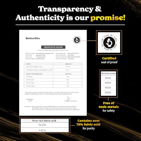 Better Alt - Shilajit Gold Himalaia Puro com Ashwagandha, Safed Musli, Gokshura 30g | Para Resistência, Recuperação e Força | Vegano, Testado em Laboratório com Mistura de Origem a 16.000 pés | 600mg