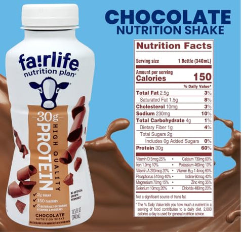 Niro - Fair life Shake de Proteína – Pack Variado, Substituto de Refeição – Inclui 4 Shakes de Proteína de Chocolate Fair life, 4 de Baunilha