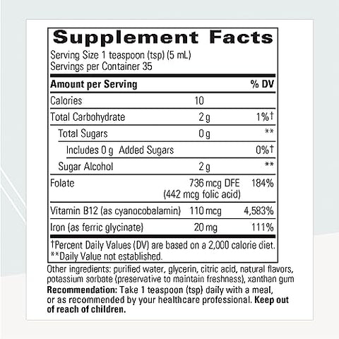 Liquid Iron – Suplemento de Ferro com Vitamina B12 e Ácido Fólico – Vegano, Sem Glúten – 60 ml - Integrative Therapeutics