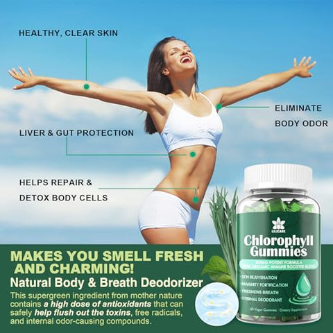 EnvyDeal - Gomas de Clorofila Sem Açúcar – com ACV Não Filtrado, Musgo do Mar – 60g