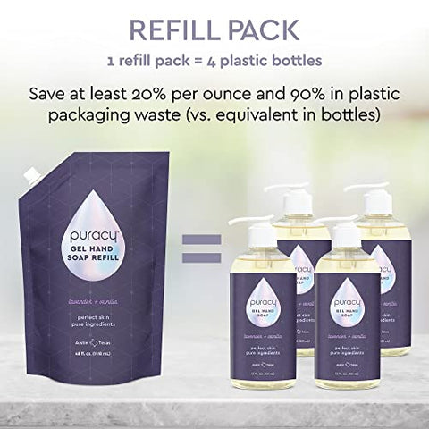 Sabonete Líquido Orgânico Puracy, Higienizador Profissional de Mãos, Gel Natural Hidratante para Lavar as Mãos, Recargas de Sabonete Líquido para Pele Macia (Recarga Lavanda)