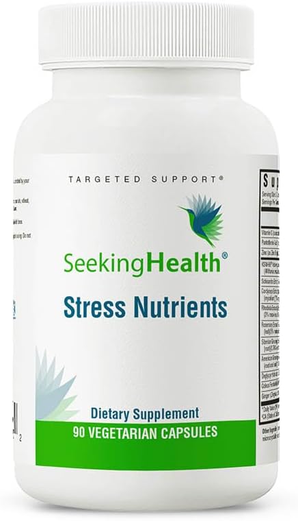 Nutrientes para o Estresse, anteriormente Nutrientes Adrenais, Suplemento de Suporte Adrenal, Regulação Saudável do Cortisol e Suporte Normal à Resposta ao Estresse (90 cápsulas) - Seeking Health