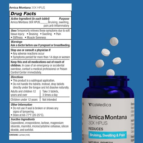 Arnica Montana 30X e Bromelina com Quercetina | Arnica Montana | Bromelina | Quercetina | Pacote de Recuperação | Baseado em Plantas | Fabricado nos EUA - VitaMedica