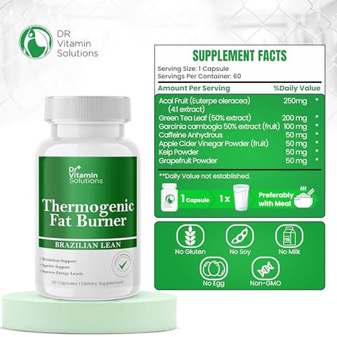 DR VITAMIN SOLUTIONS - Dr Vitamin Queimador de Gordura Termogênico Brazilian Lean, Vitaminas para Perda de Peso, Redutor de Cintura
