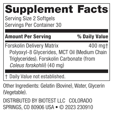 Carbolin 19 – Forskolin de Alto Desempenho (30 Dias de Fornecimento) 60 Softgels - Biotest
