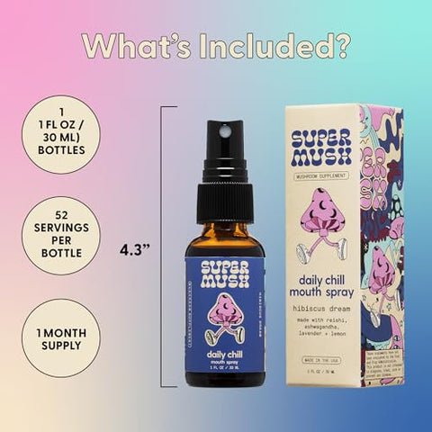 Spray Bucal Diário Chill com Reishi – Hibisco | Suplemento de Cogumelo em Spray | Marca SuperMush - SuperMush