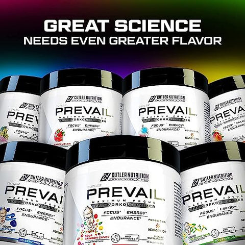 Cutler Nutrition - Prevail Pré-Treino em Pó com Nootrópicos: Melhor Pré-Treino para Homens e Mulheres, Suplemento Energético e de Foco de Ponta com L Citrulina, Alpha GPC, L Tirosina | Azul Azedo | 300g