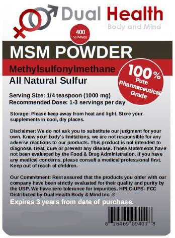 Dual Health Body & Mind - Pó de MSM Puro (Methylsulfonylmethane) 2270g – Bulk Supplements