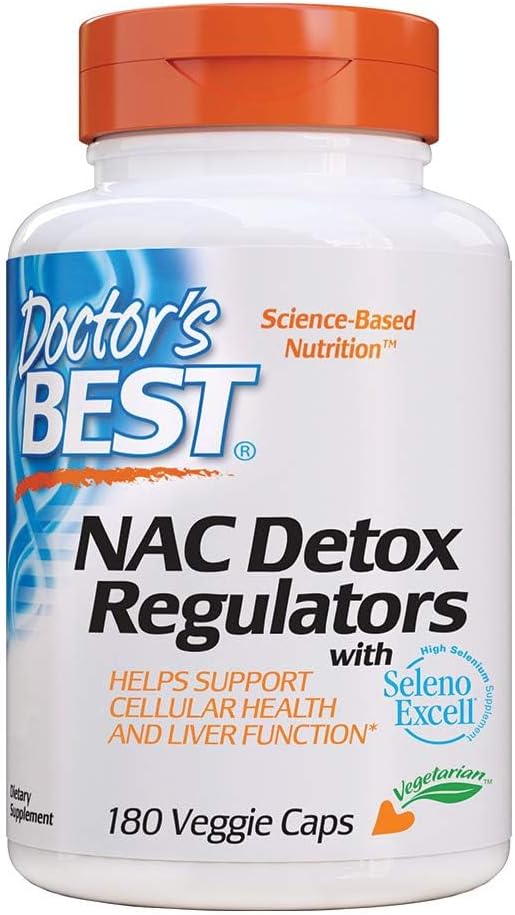 Doctor's BEST - Doctor’s Best Nac Detox Reguladores com seleno excell, Não-OGM, Vegetariano, Sem Glúten – 60 cápsulas