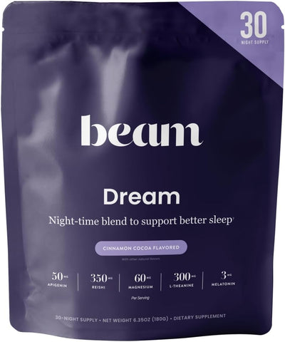 Dream Sleep Powder | Ingredientes Naturais | L-Theanina | Magnésio | Suplemento para Suporte Calmo | Sem Glúten, Vegano, Não-OGM, Sem Açúcar Adicionado, Keto, Sem Laticínios | 100g - Beam