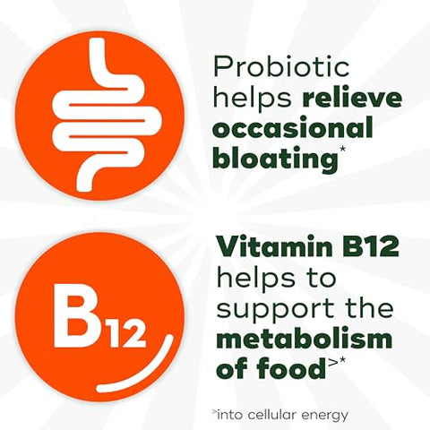 Probiótico, Alívio de Inchaço na Digestão de Alimentos, Probióticos para Mulheres e Homens, Probiótico Ajuda a Aliviar Inchaço Ocasional*, Com Vitamina B12 para Auxiliar na Digestão de Alimentos - Align