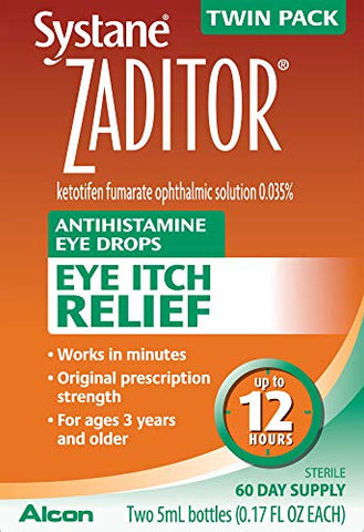 Alcon - Zaditor Colírio Antialérgico, Pacote Duplo, 5 mL Cada – Melhor Preço