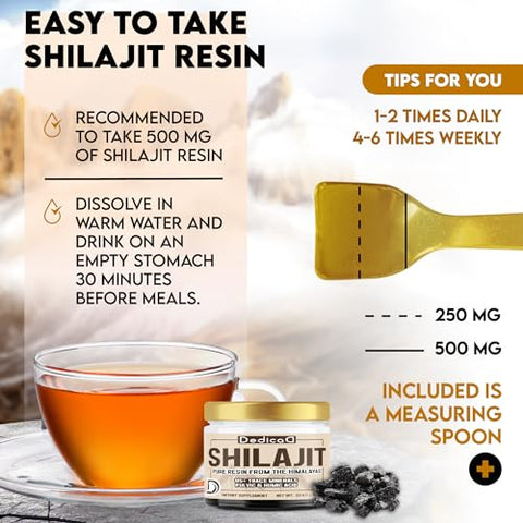 DEDICAD - Shilajit Puro do Himalaia Orgânico Resina 2 Pacotes 20g – Autêntico Fulvic e Ácido Húmico Natural
