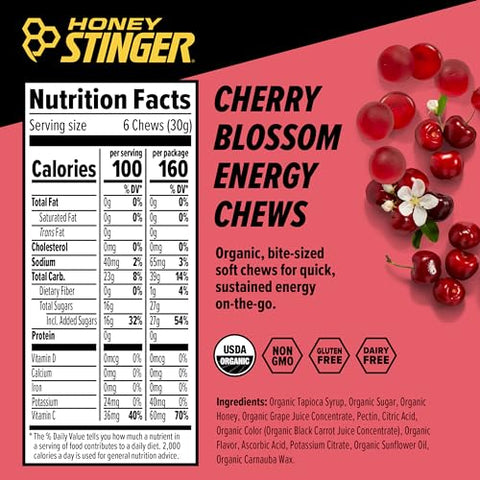 Energia de Cereja Orgânica | Mastigável | Sem Glúten | 30g - Honey Stinger