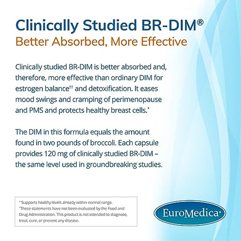 DIM Curcumin – 30 Cápsulas – Metabolismo Saudável de Estrogênio – Estudo Clínico BR-DIM, Curcumin - Euromedica