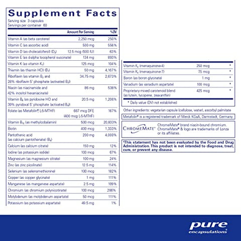 Nutrient 950 com Vitamina K 180’s – Multivitamínico de Alta Qualidade - Pure Encapsulations