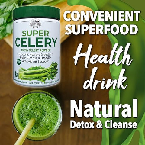Super Celery Powder: Pó de Aipo 100% Natural, Favorece a Digestão Saudável, Auxilia na Limpeza – 100g - COUNTRY FARMS