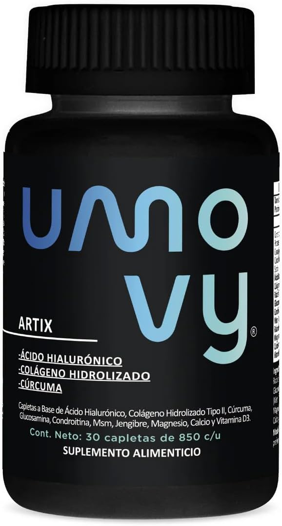 Umovy - Artix 30 Caplets 850 mg Colágeno Tipo II Hidrolisado, Ácido Hialurônico, Cúrcuma, Glucosamina, Condroitina, MSM, Gengibre, Magnésio, Cálcio, Vitamina D – Comprimidos