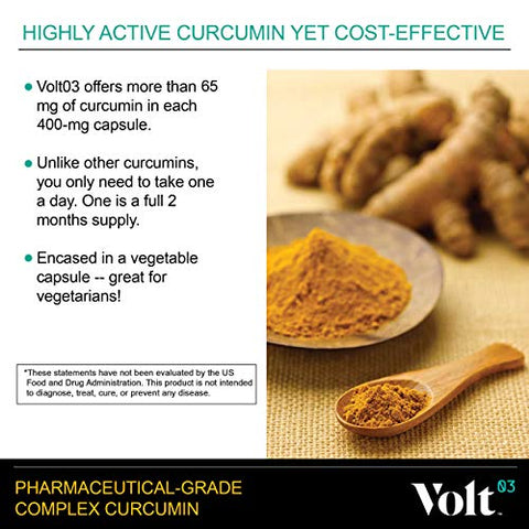 Volt03 - Cápsulas de Curcumina de Cúrcuma de Grau Farmacêutico | Suplementos de Cúrcuma e Curcumina para Suporte Imunológico | Suplementos Naturais de Ervas de Cúrcuma para Suporte Articular 400 mg