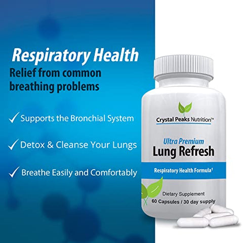 CRYSTAL PEAKS NUTRITION - Lung Refresh – Alívio para os Pulmões | Fórmula Natural | 60 cápsulas | 500mg