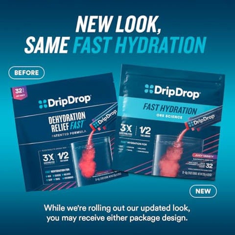 Hydration – Limão Lima – Mistura de Bebida Eletrolítica em Pó para Hidratação Individual | Sem OGM, Sem Glúten, Vegano | 32 Sticks - DripDrop