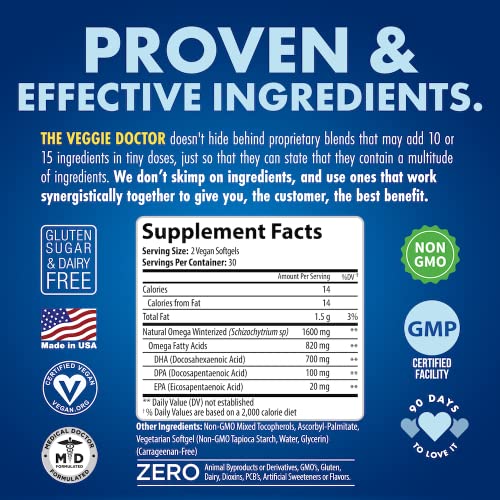 The Veggie Doctor - Vegan Prenatal DHA, EPA – Ômega 3 Vegetal para Gestantes – 60 cápsulas