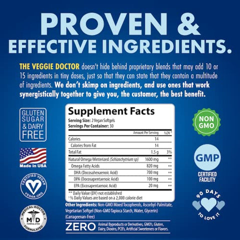 The Veggie Doctor - Vegan Prenatal DHA, EPA – Ômega 3 Vegetal para Gestantes – 60 cápsulas