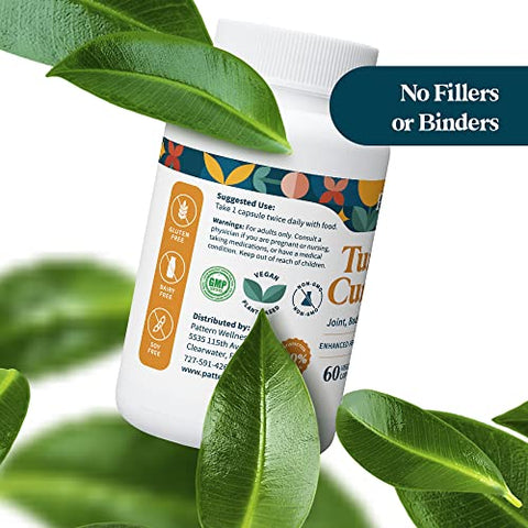 Cúrcuma Curcumina – 1300mg – 95%% Curcuminoides com Extrato de Pimenta Preta Bioperina – Saúde Natural das Articulações - Pattern Wellness