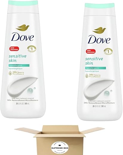 SUPREME BOX - Dove Sabonete Líquido para o Corpo Pele Sensível 590 ml – Kit com 2 unidades (1180 ml no total)