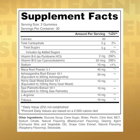 NATIVE OASIS - (2 Frascos) Gomas Estimulantes de Testosterona | Complexo 8-em-1 | Maca, Ashwagandha, L-Arginina, Tribulus