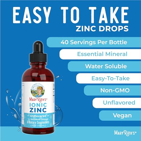 Suplemento de Zinco para Suporte Imunológico Infantil, Zinco Iônico para Crianças – 60ml - MaryRuth Organics