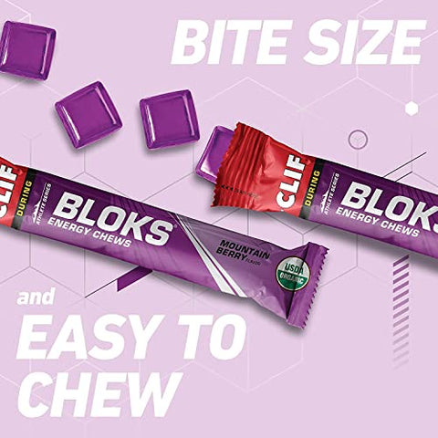 Clif Bar - Clif BLOKS – Energia em Gomas – Frutas Vermelhas – Sem GMO – Alimento à Base de Plantas – Combustível Rápido para Ciclismo e Corrida – Lanche para Treino (2,1g, 18 Unidades)