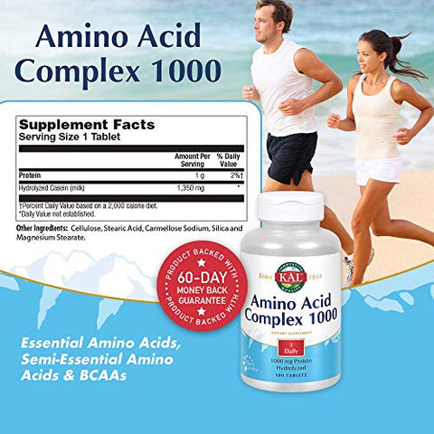Complexo de Aminoácidos em Comprimidos, 1000 mg, 100 Unidades – Comprimidos de Aminoácidos KAL, 1000 mg, 100 Unidades - KAL
