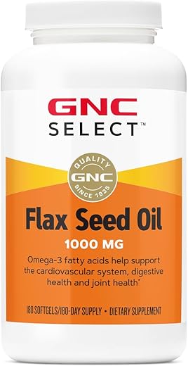 Óleo de Semente de Linhaça Select | 180 Softgels | 1000mg Ômega-3 | Saúde e Bem-Estar - GNC