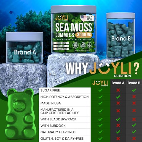 JOYLI Nutrition - Gomas de Algas Marinhas – Gomas de Algas Irlandesas para Adultos | Marca: Sea Moss Gummies