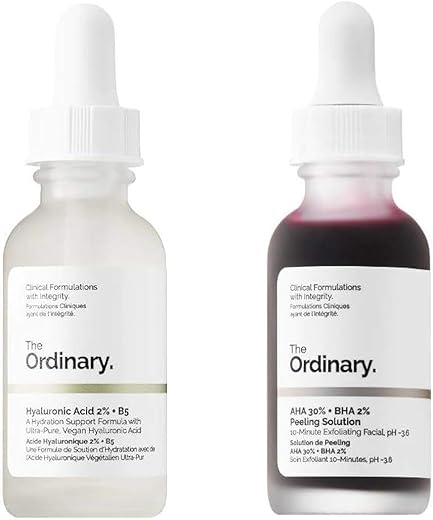 THE ORDINARY - Solução de Peeling e Soro Facial de Ácido Hialurônico da The Ordinary! AHA 30% BHA 2%, Ácido Hialurônico 2% B5! Combate Manchas Visíveis e Melhora a Textura da Pele