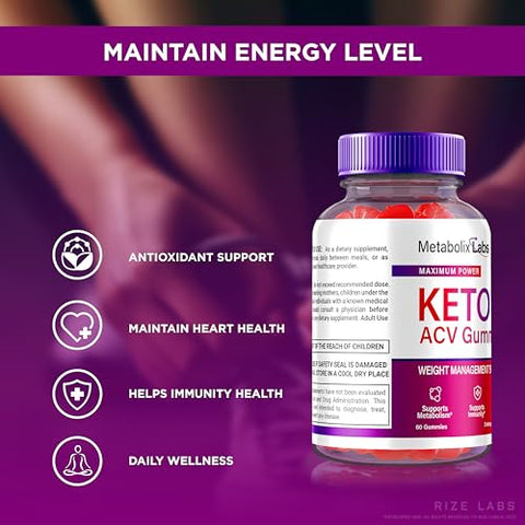 rize labs - (3 Pacotes) Metabolix Labs Keto ACV Gummies – Oficial Metabolix Labs Keto Plus ACV Gummies – Premium Keto ACV – Goma de Vinagre de Maçã para Dieta Cetogênica – MetabolixLabs ACV Keto