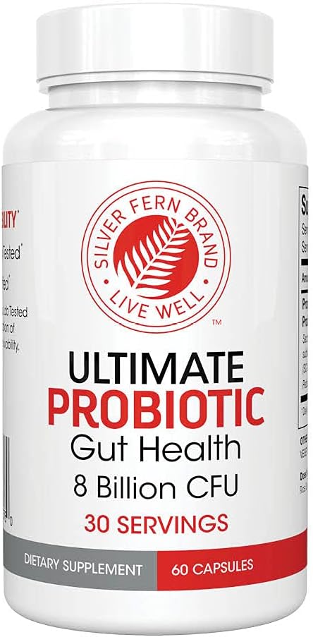 Ultimate Probiótico Vegicaps – Restauração Metabólica Diária, Sobrevivência Comprovada, Cápsulas Probióticas de Bacillus Multicepa Verificadas por DNA (1 Frasco – 60 cápsulas) - Silver Fern