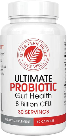 Ultimate Probiótico Vegicaps – Restauração Metabólica Diária, Sobrevivência Comprovada, Cápsulas Probióticas de Bacillus Multicepa Verificadas por DNA (1 Frasco – 60 cápsulas) - Silver Fern