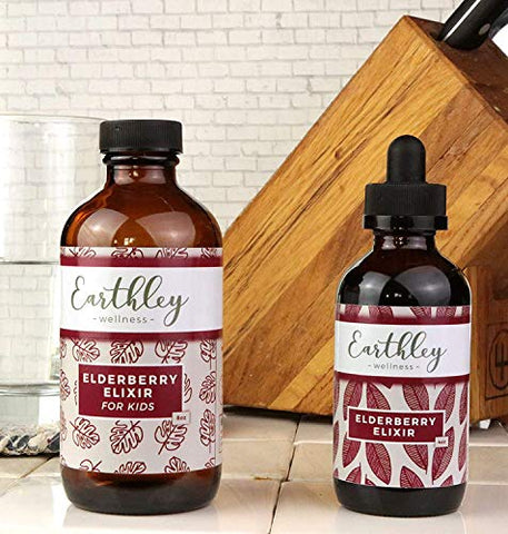 Earthley Wellness - Earthley Extrato Herbal de Sabugueiro, Feito com Ingredientes 100% Orgânicos, Fórmula Concentrada, Ervas de Suporte, Livre de Glúten, Livre de Soja, Livre de Milho, Sem Açúcares ou Corantes Adicionados (120ml, G)