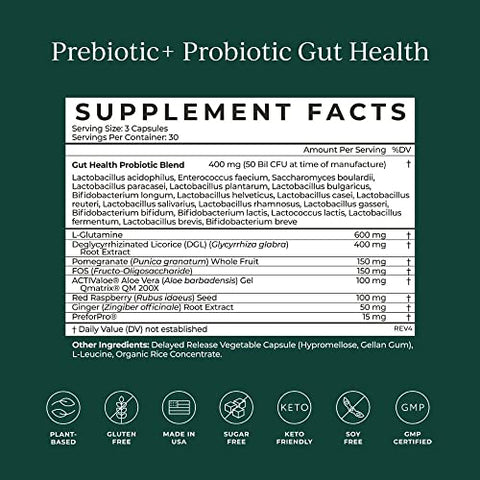 Suplemento de Saúde Intestinal Probiótico e Prebiótico para Mulheres - CYMBIOTIKA