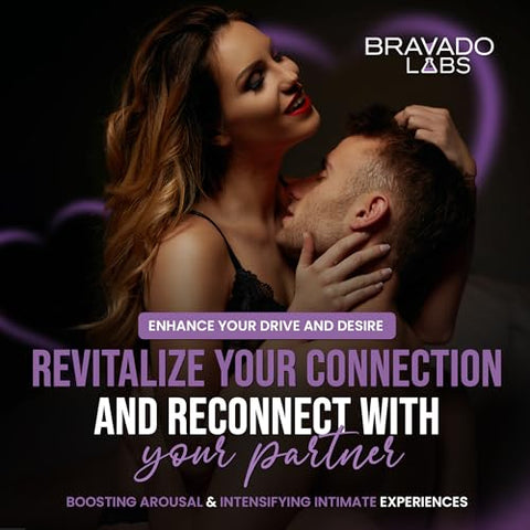 Bravado Labs - Libido Enhancer Feminino – Potencializador de Libido para Mulheres – Estimulante para Drive, Energia, Humor, Intimidade e Desempenho – com Maca Peruana, Ashwagandha, Dong Quai – 60 cápsulas