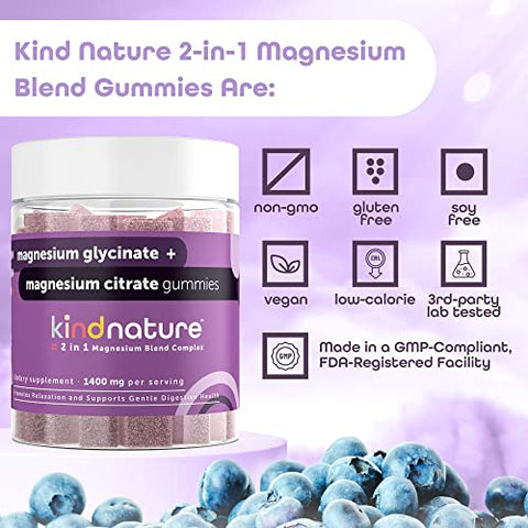 kindnature - Kind Nature Gummies Complexo de Magnésio – 1000mg Citrato de Magnésio – 60 gomas