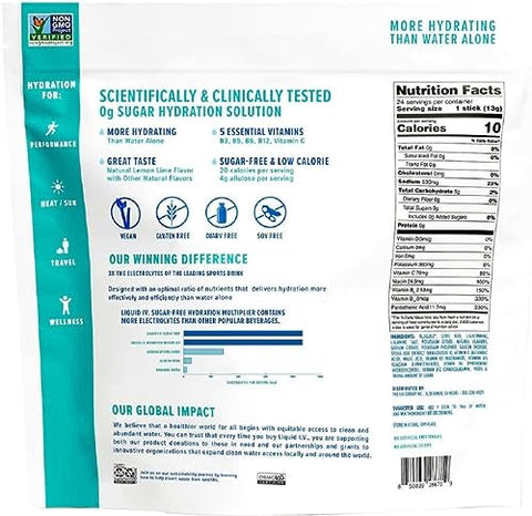 Hydration Multiplier – 24 Sachês Individuais no Pacote com Zíper, Limão Limão Sem Açúcar – Hidratação Eficiente - Liquid I.V.